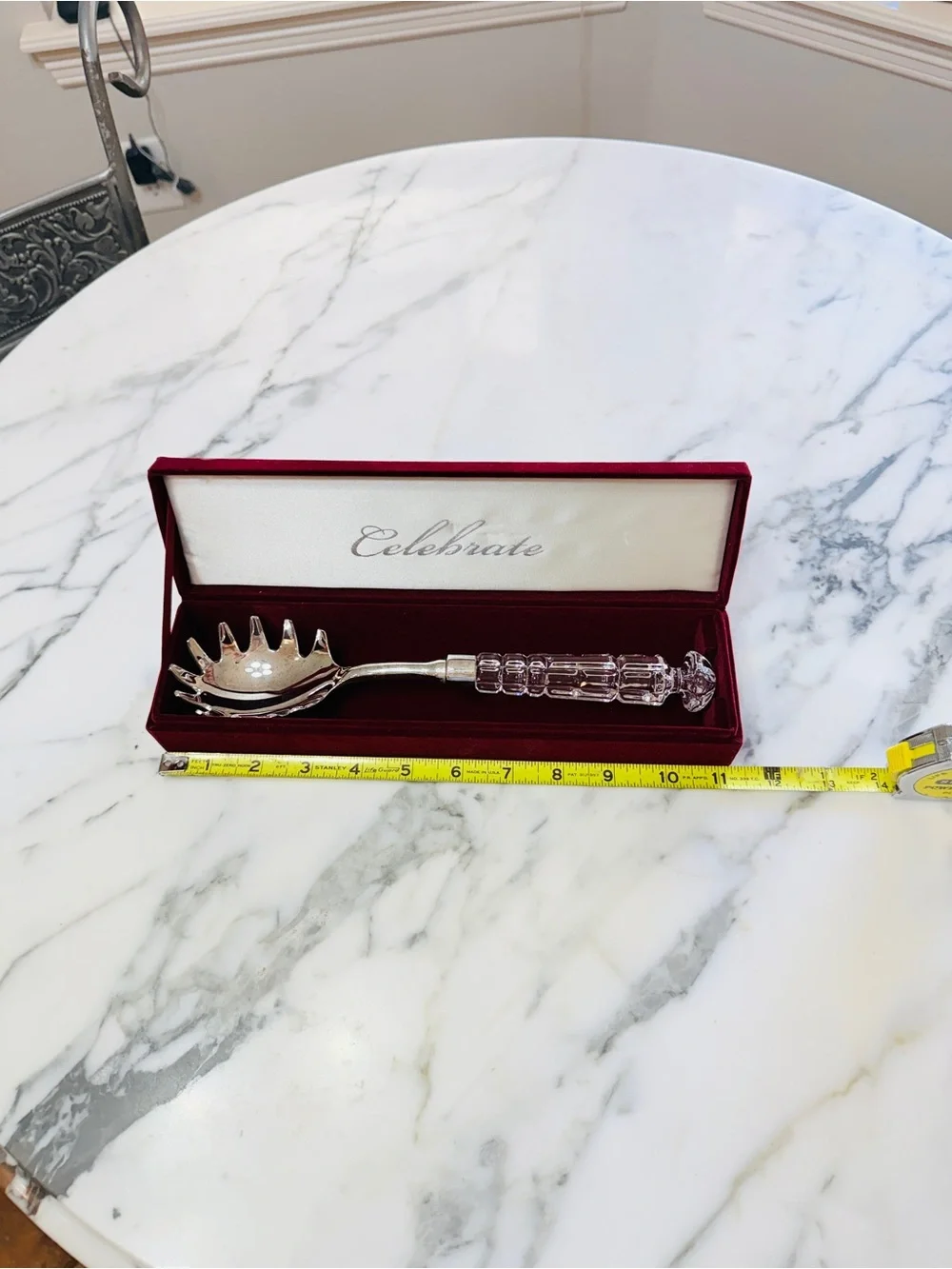 Vintage NIB Crystal Handle Spaghetti Server – Silver Plated